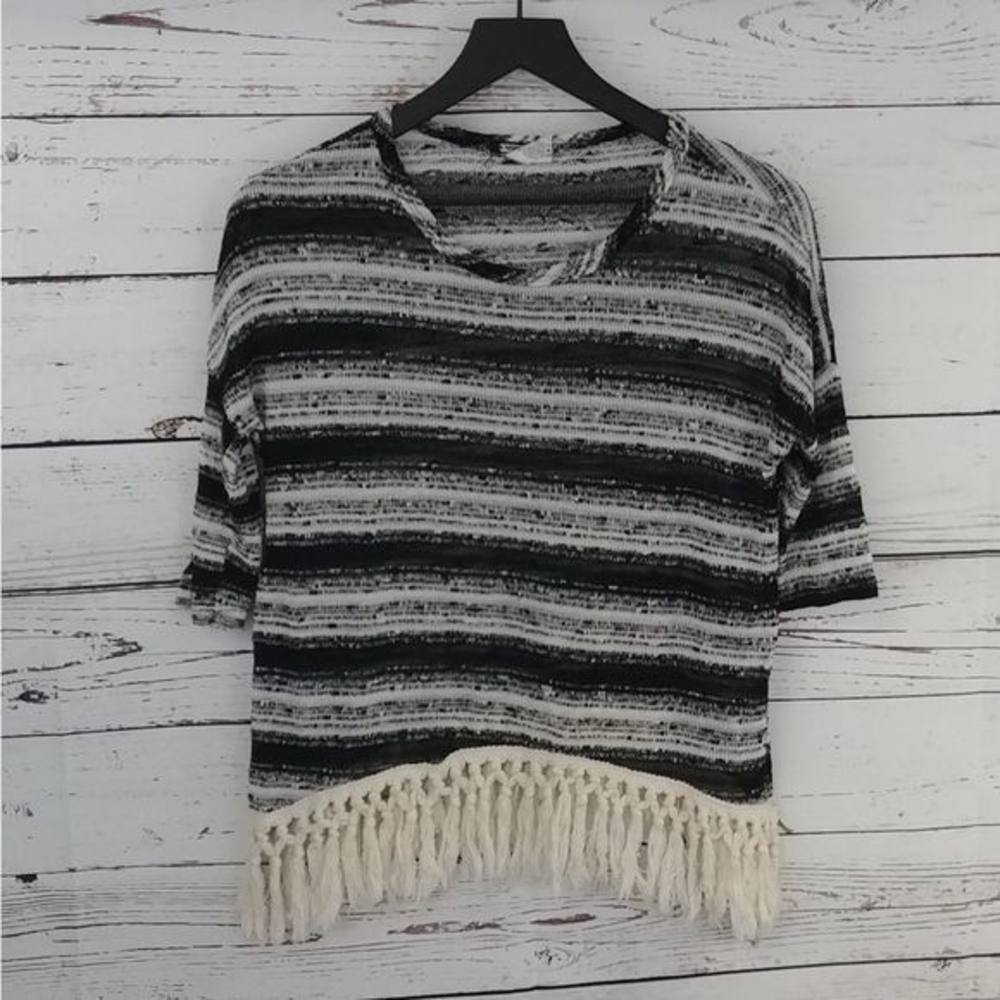 Kensie‎ Girl Fringed Striped Sweater